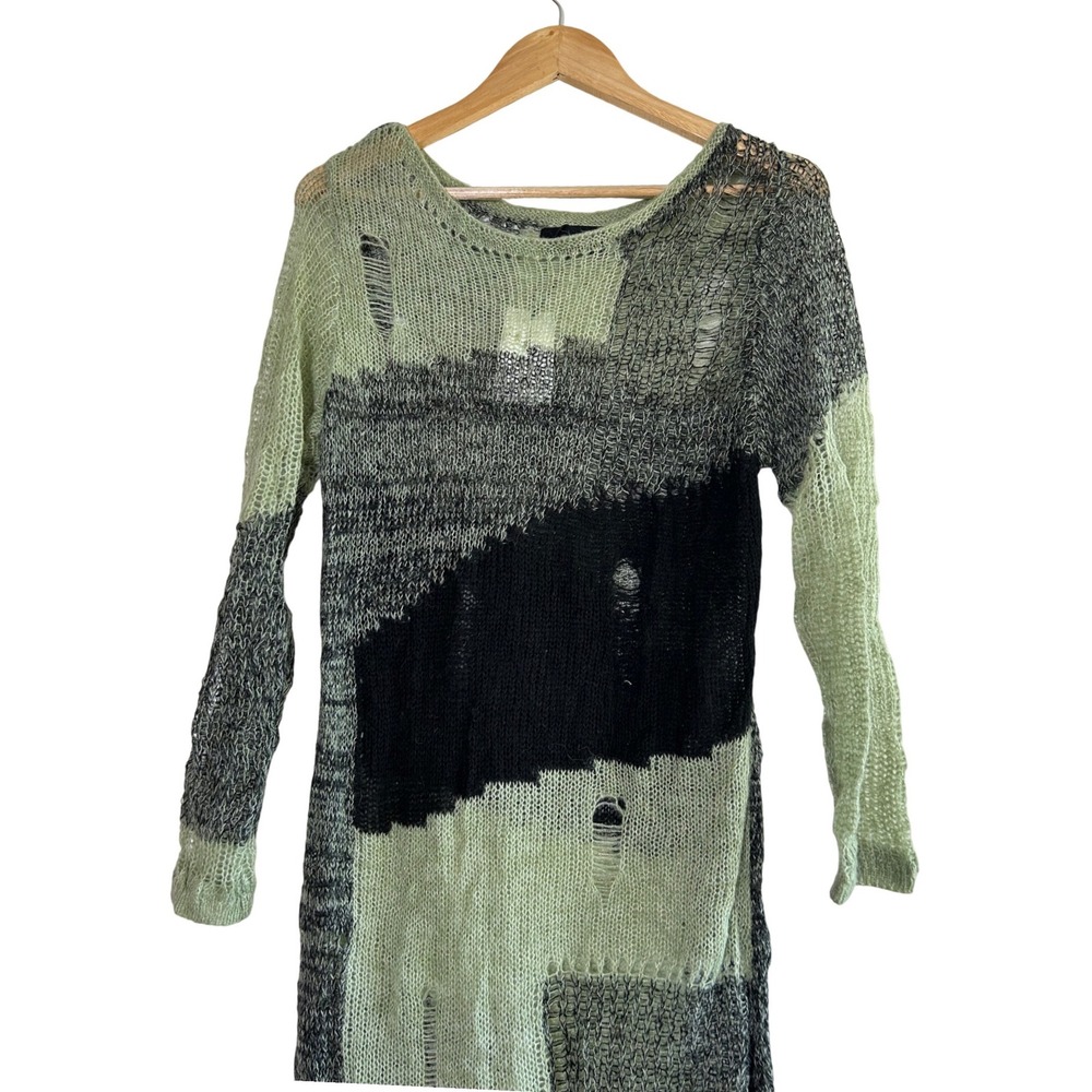CIDER Knit Patchwork Ripped‎ Midi Dress Multicolor
